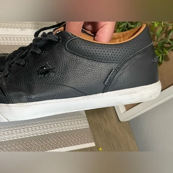 Lacoste Shoes Mens 9 Bayliss Sneaker Black Leather Casual Lace Up Comfort Flat