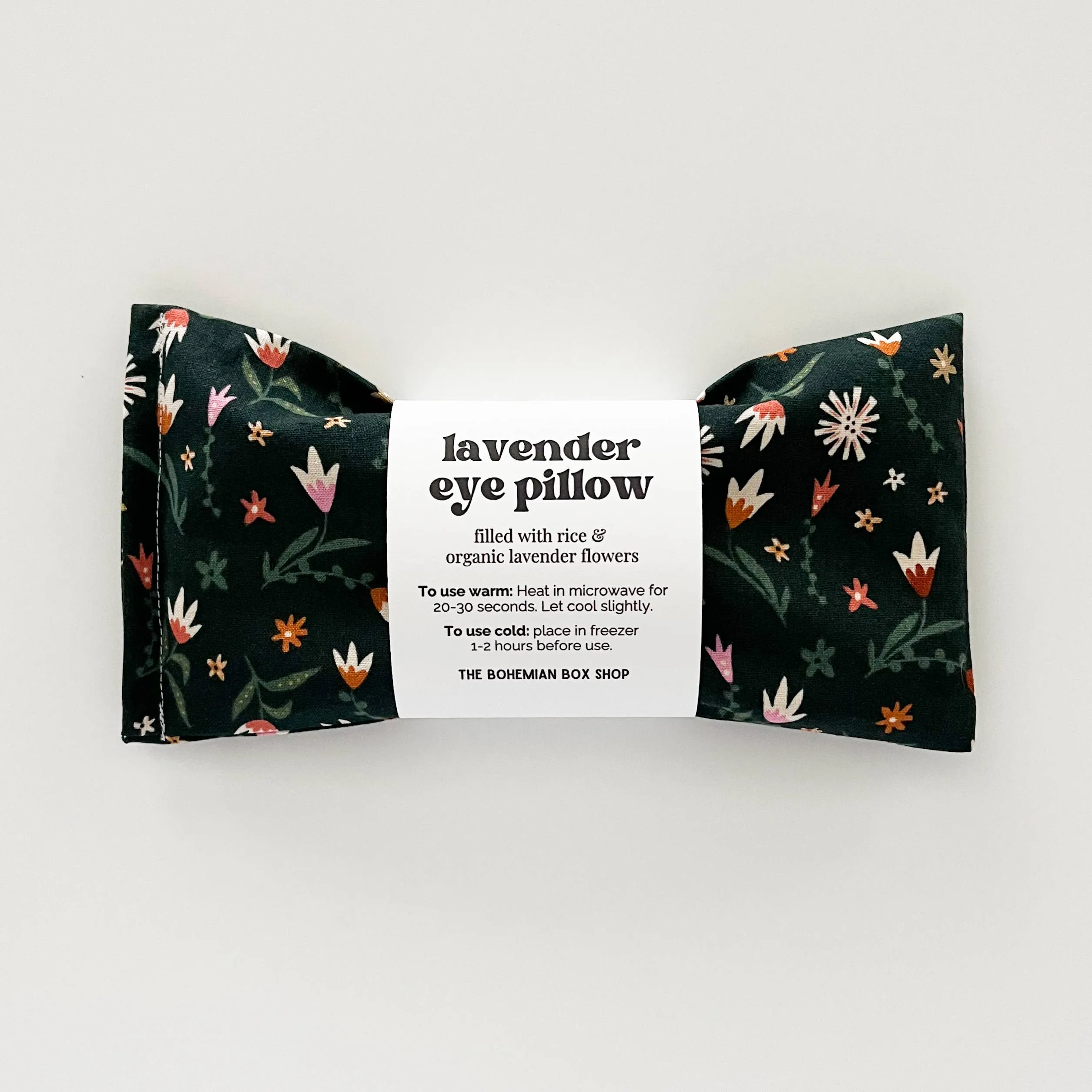 Lavender Eye Pillow | Dark Green Floral Pattern