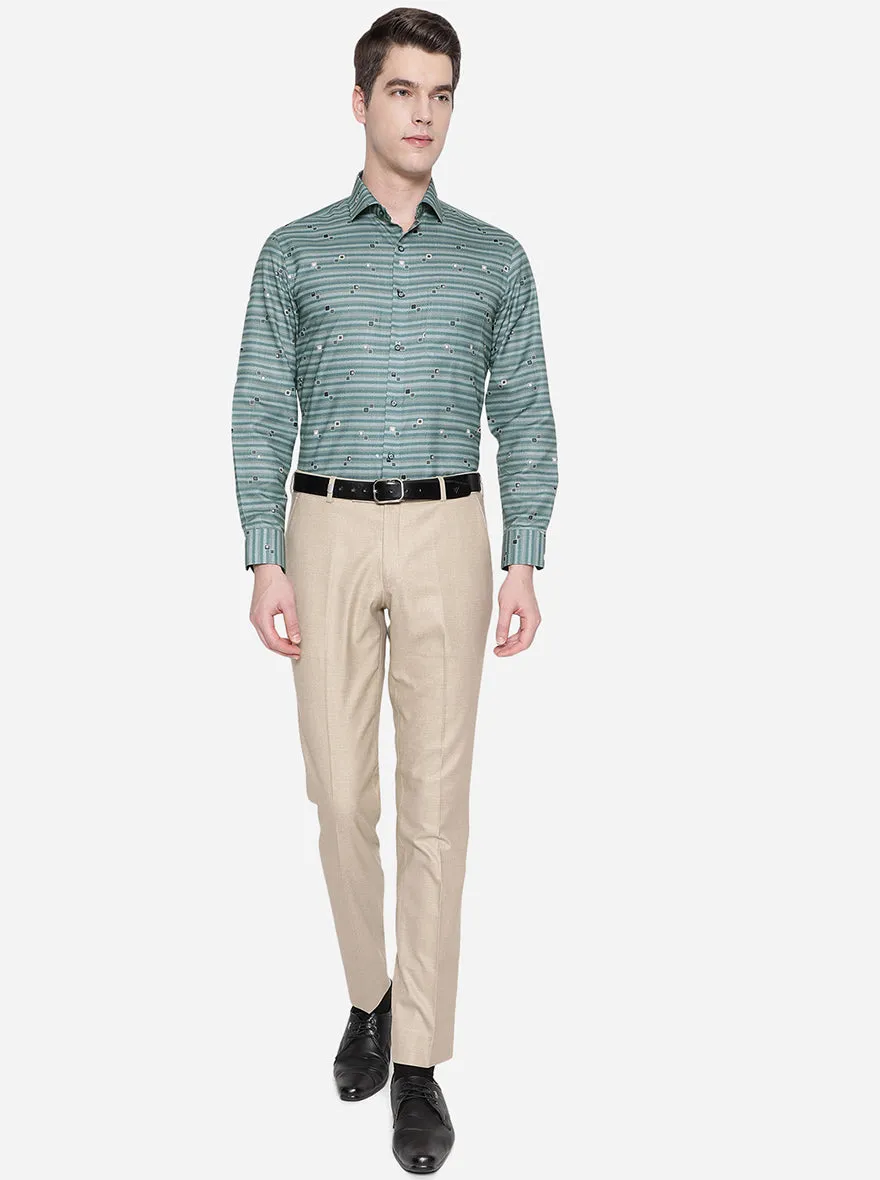 Light Green Printed Slim Fit Party Wear Shirt | Greenfibre