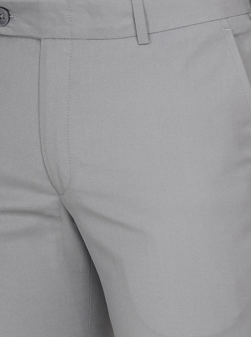 Light Grey Solid Slim Fit Formal Trouser | Greenfibre