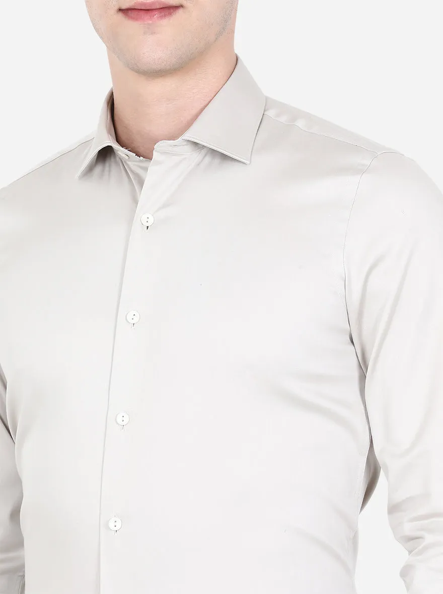Light Grey Solid Slim Fit Party Wear Shirt | Wyre