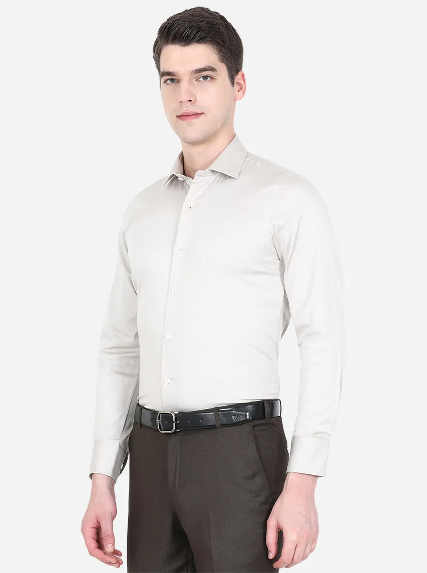 Light Grey Solid Slim Fit Party Wear Shirt | Wyre