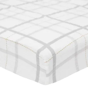 Little Unicorn Cotton Muslin Crib Sheet (Grey Plaid)