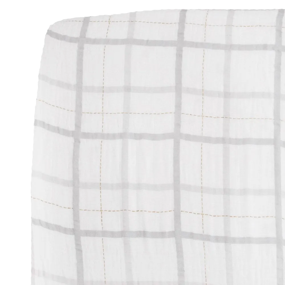 Little Unicorn Cotton Muslin Crib Sheet (Grey Plaid)