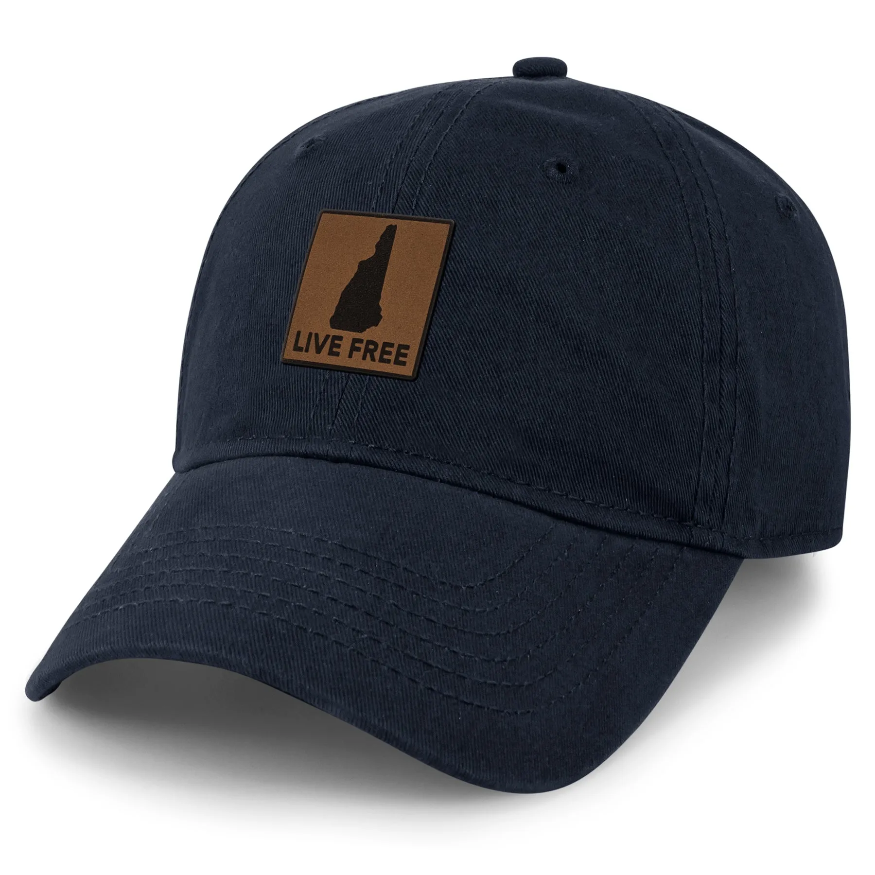 Live Free New Hampshire Leather Patch Dad Hat