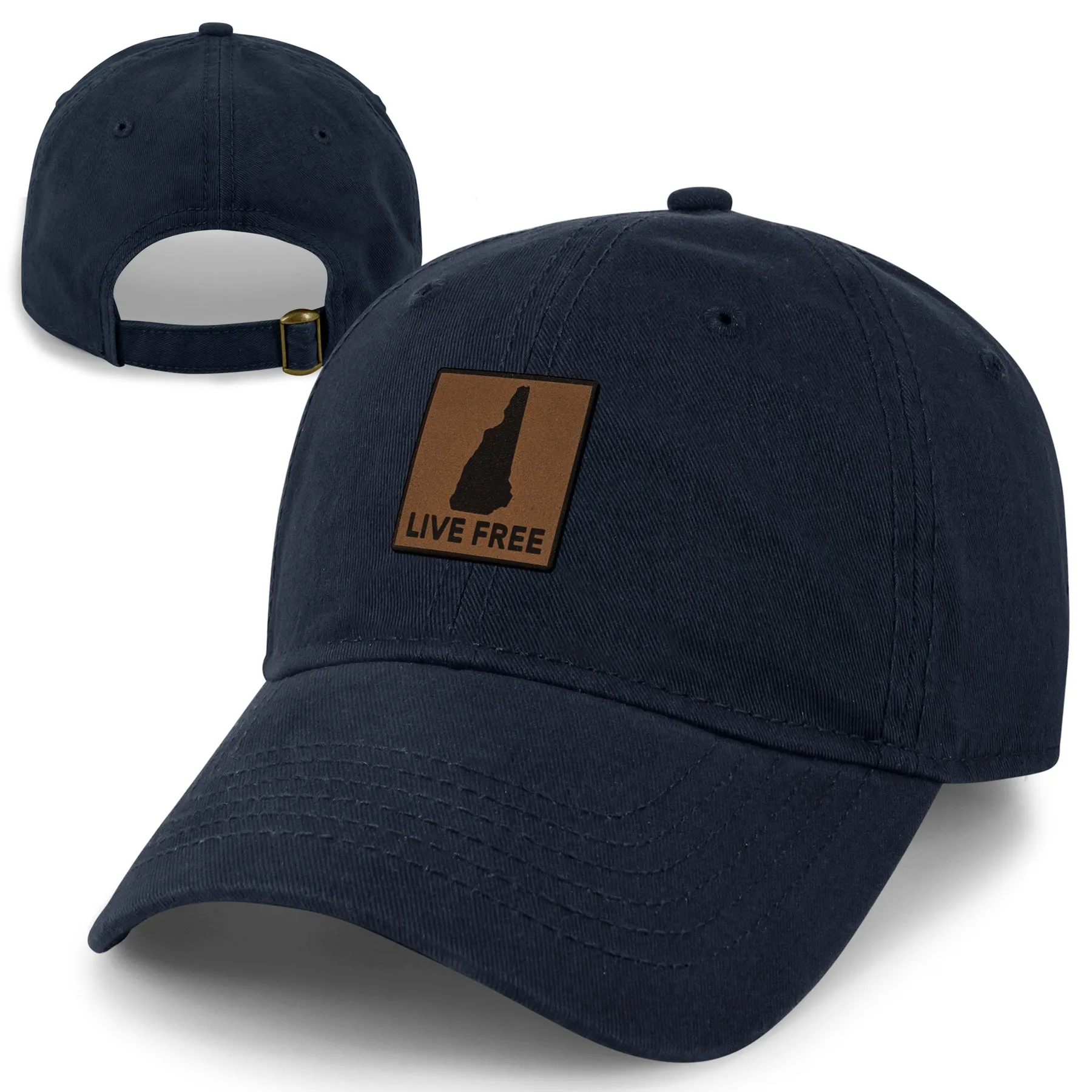 Live Free New Hampshire Leather Patch Dad Hat