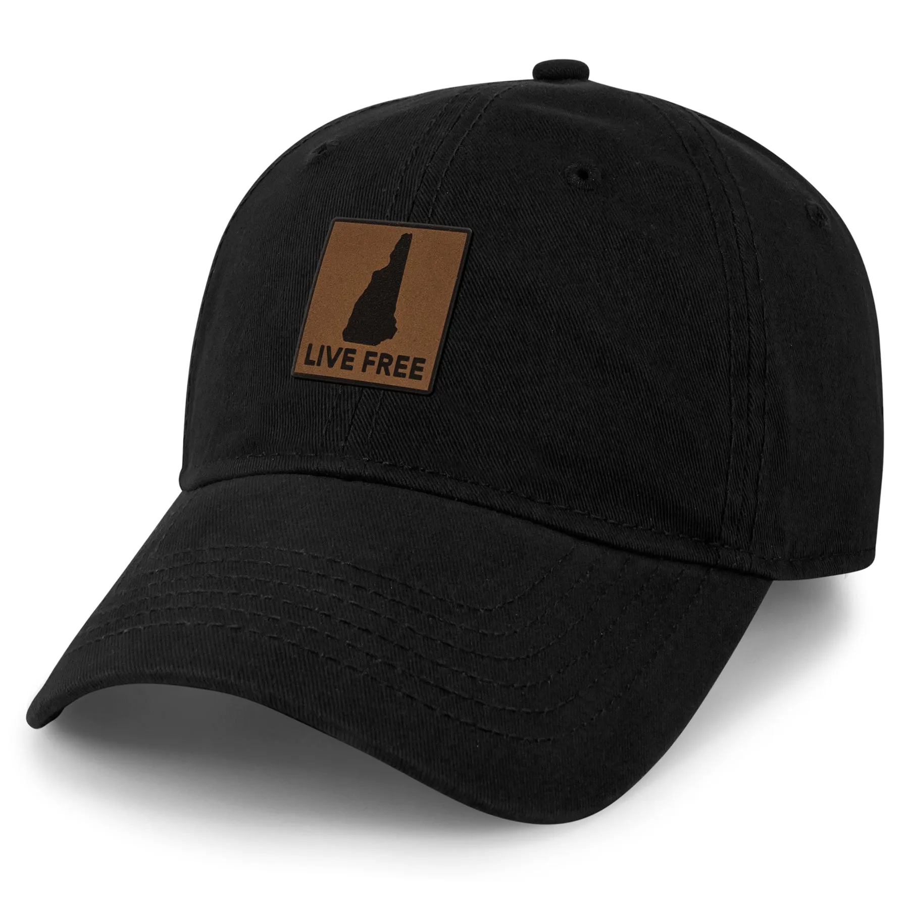 Live Free New Hampshire Leather Patch Dad Hat