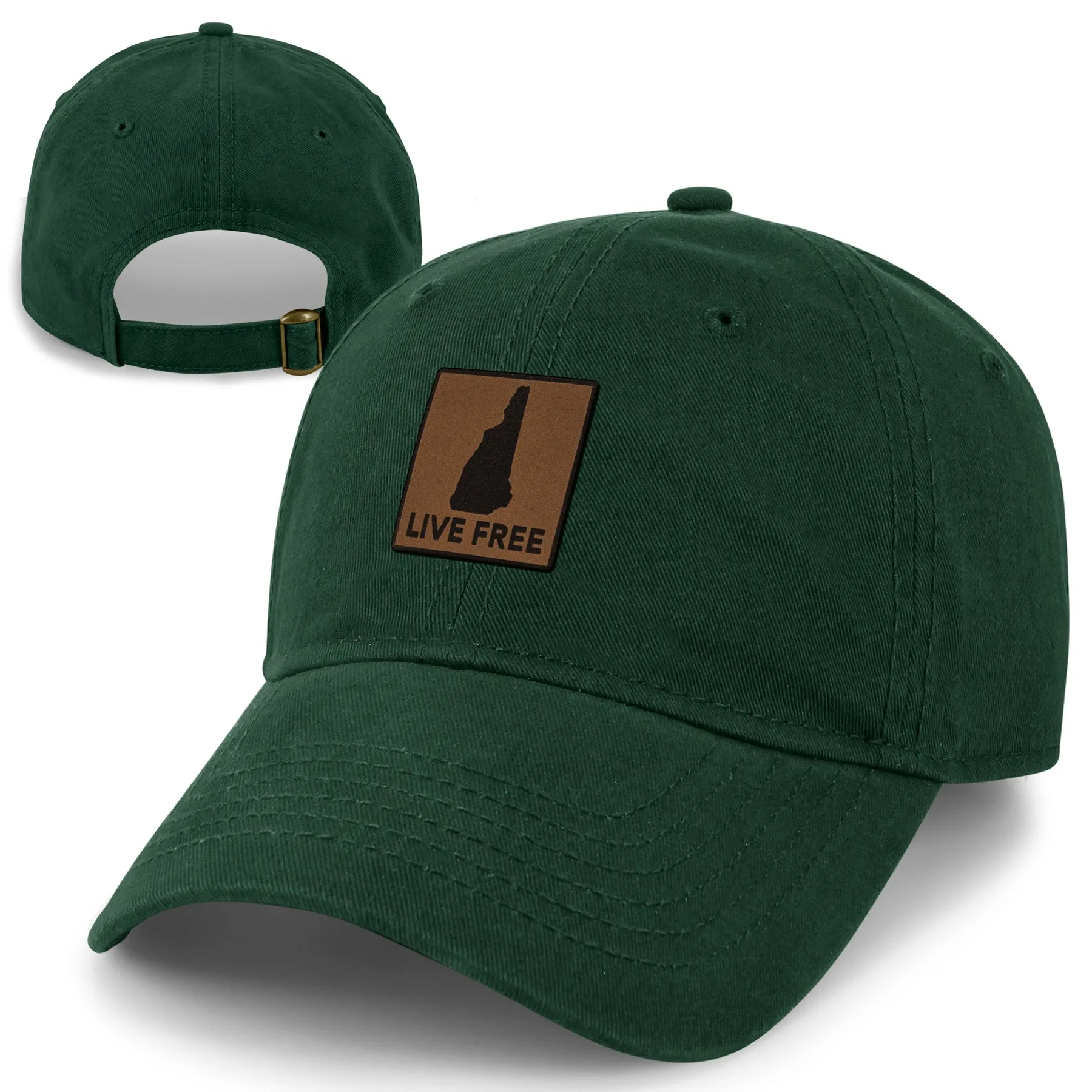 Live Free New Hampshire Leather Patch Dad Hat