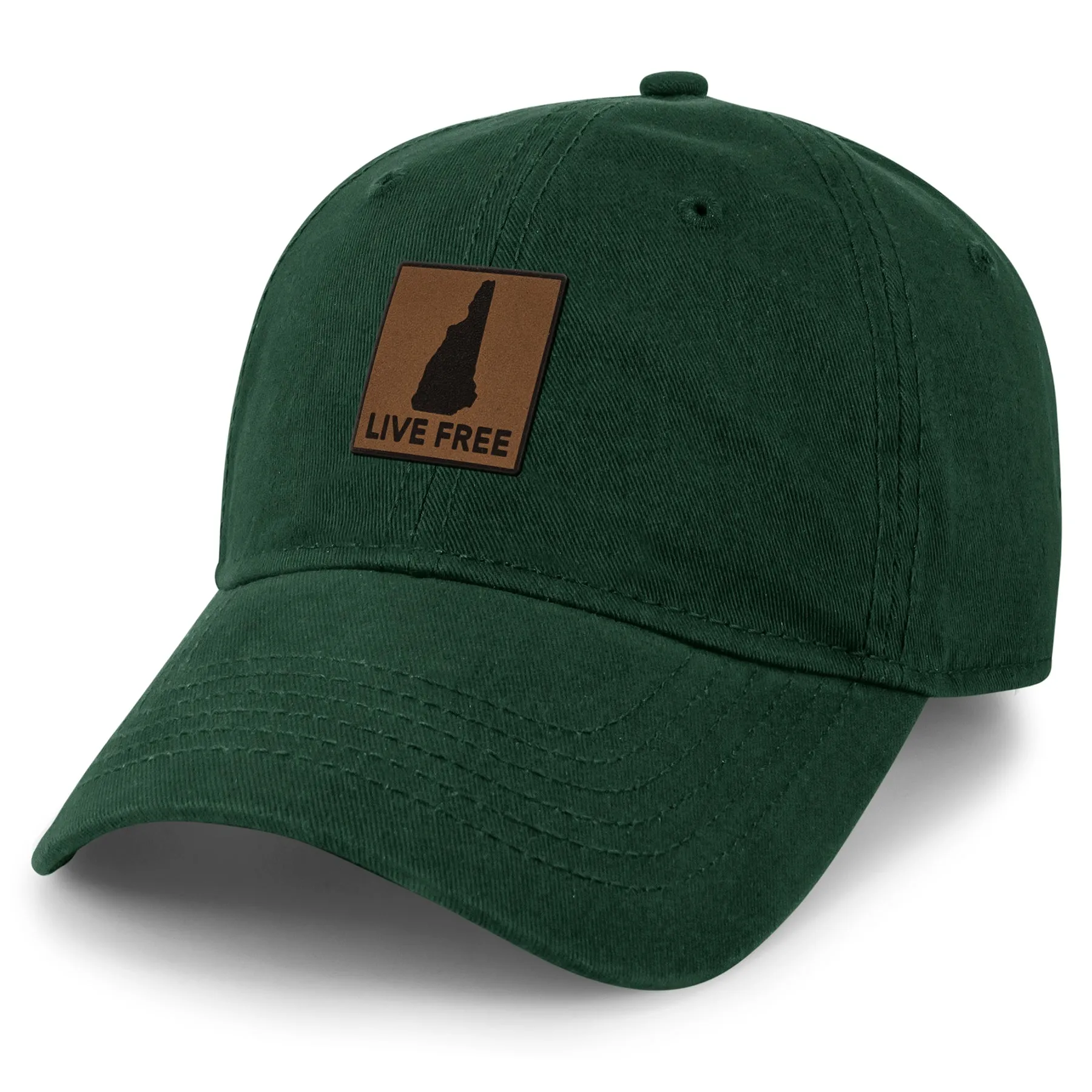 Live Free New Hampshire Leather Patch Dad Hat