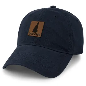 Live Free New Hampshire Leather Patch Dad Hat