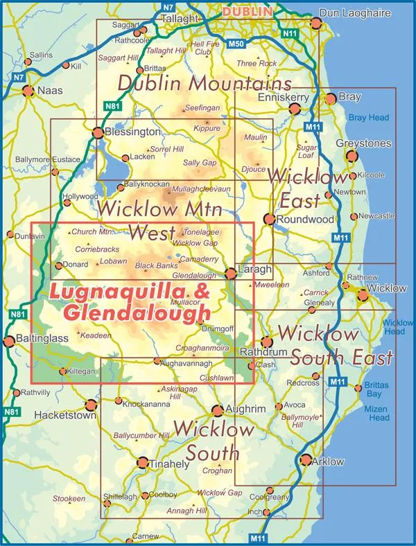 LUGNAQUILLA & GLENDALOUGH 1:25,000 SCALE MAP - WATERPROOF AND NON-WATERPROOF