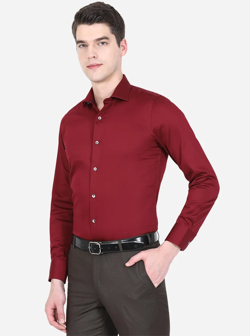 Maroon Solid Slim Fit Party Wear Shirt | Wyre
