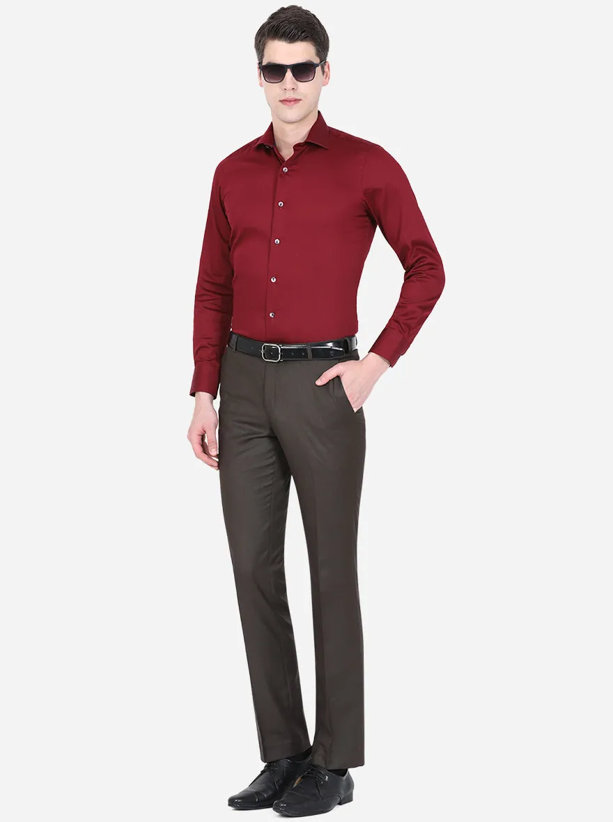 Maroon Solid Slim Fit Party Wear Shirt | Wyre