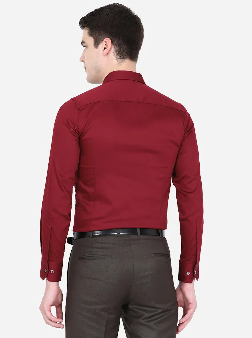 Maroon Solid Slim Fit Party Wear Shirt | Wyre