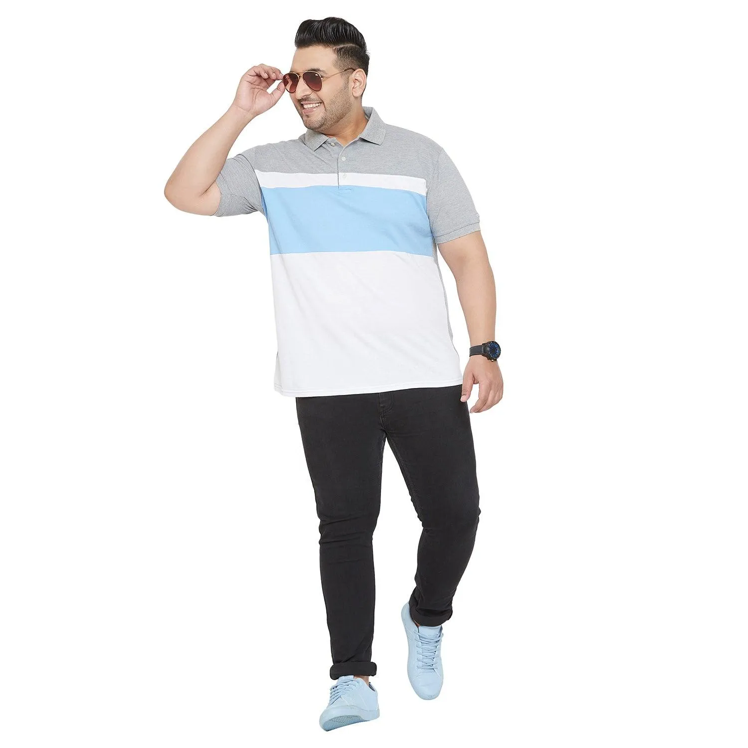 Men Plus Size Juno Colorblock Polo Tshirt