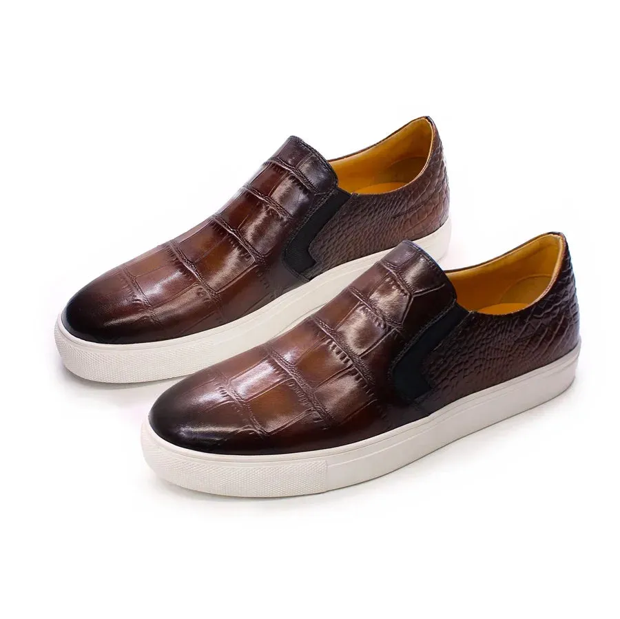 Men's genuine leather shoes casual comfortable handmade shoes mesh pattern non-slip slip-on loafers dating party flat men shoes