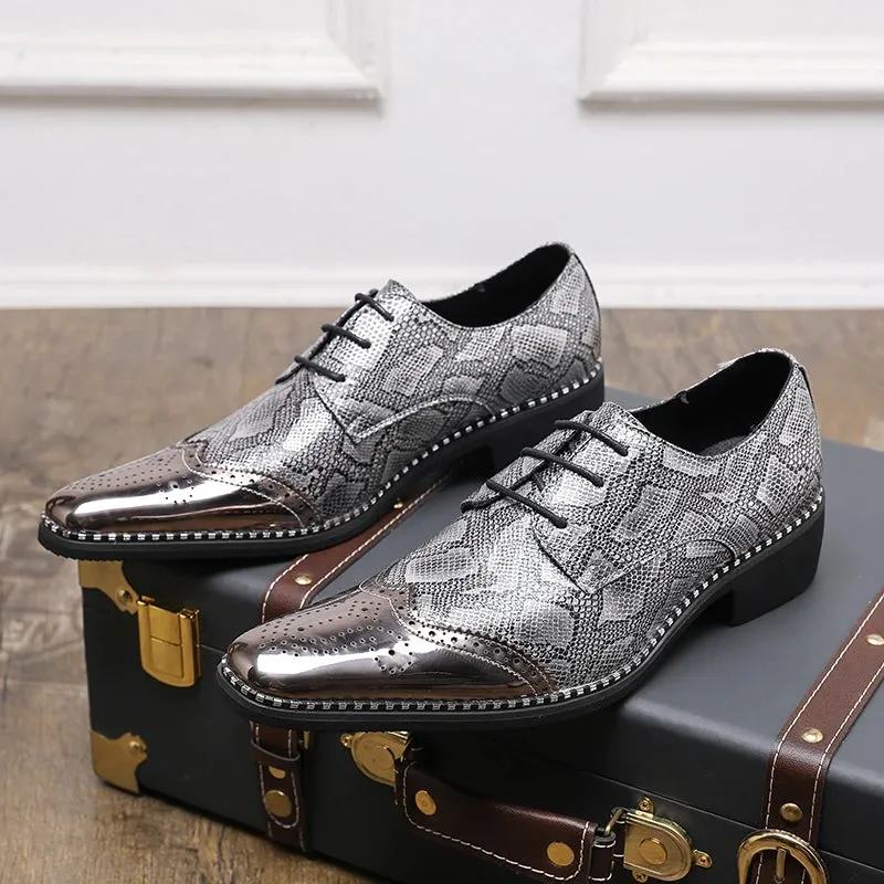 Men’s Luxury Snakeskin Brogue patent leather shoes – Patent Leather Formal Footwear