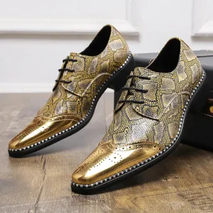 Men’s Luxury Snakeskin Brogue patent leather shoes – Patent Leather Formal Footwear