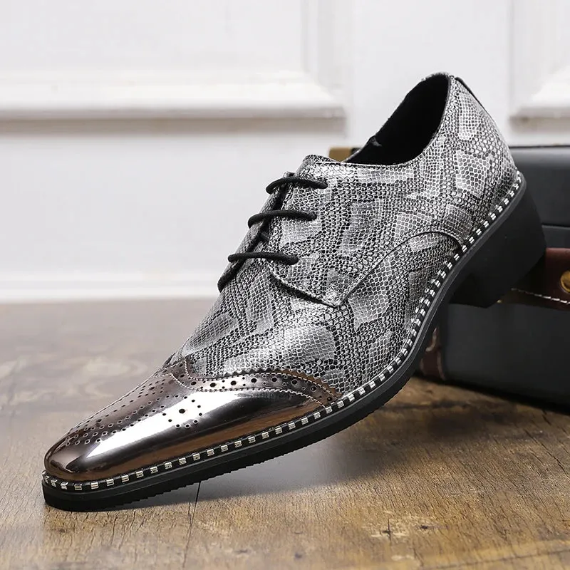 Men’s Luxury Snakeskin Brogue patent leather shoes – Patent Leather Formal Footwear