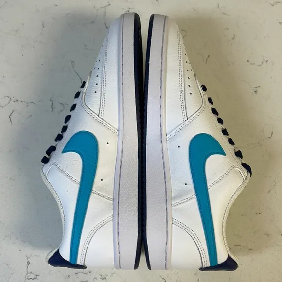 Men's Nike Court Vision Lo White/Turquoise Blue-Blue Void (DM1187 100) Sz 8.5