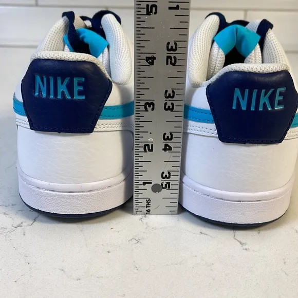 Men's Nike Court Vision Lo White/Turquoise Blue-Blue Void (DM1187 100) Sz 8.5