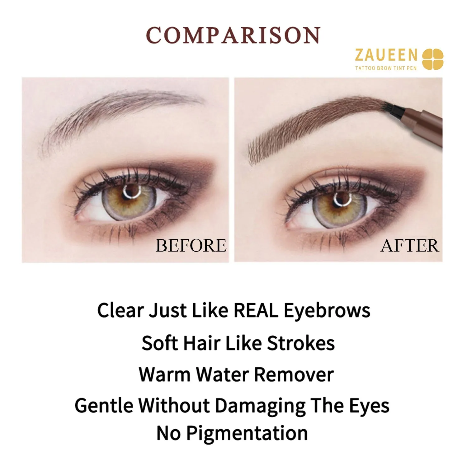 Microblading Eyebrow Pen: Waterproof, Long-Lasting, Black-Brown Brow Pencil