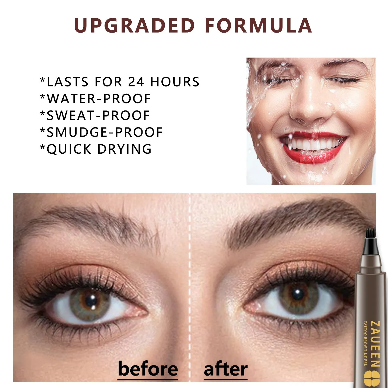 Microblading Eyebrow Pen: Waterproof, Long-Lasting, Black-Brown Brow Pencil