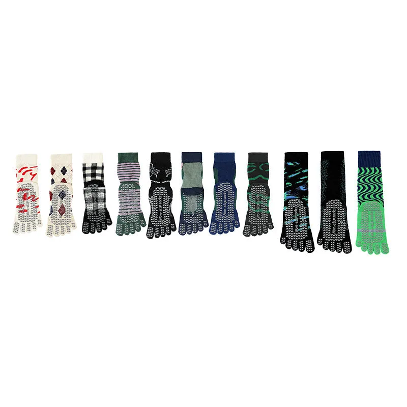 Mid Calf Pilates Yoga Non-Slip Professional Split Finger Sports Five Finger Socks
