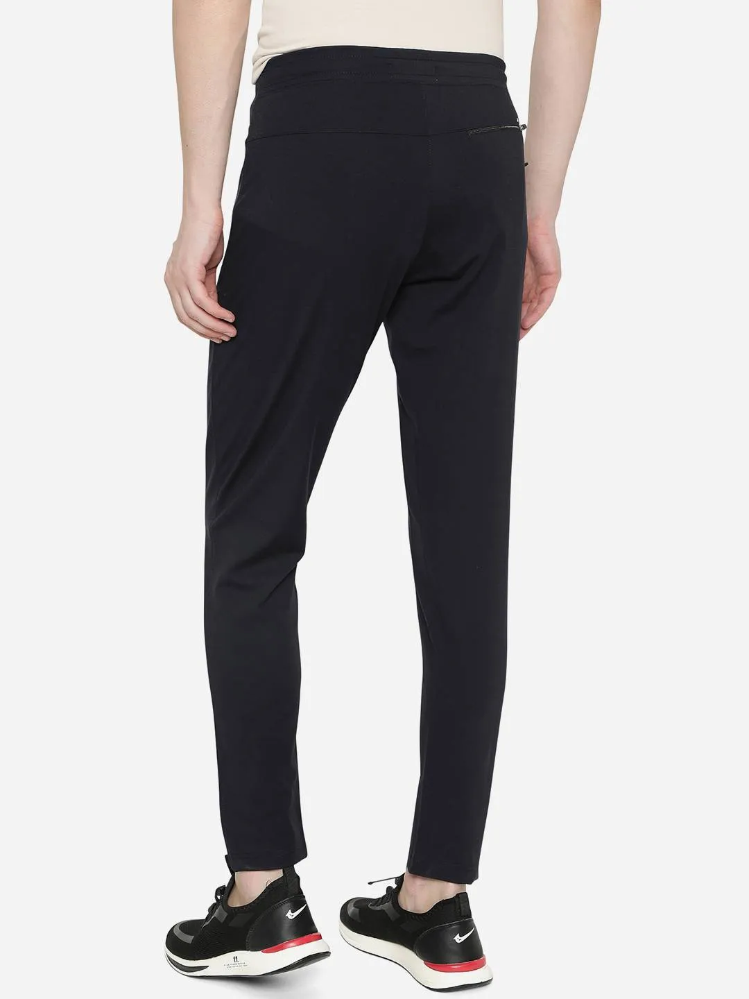 Navy Blue Solid Slim Fit Track Pant | JadeBlue