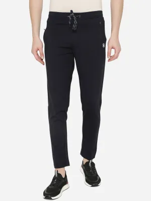 Navy Blue Solid Slim Fit Track Pant | JadeBlue