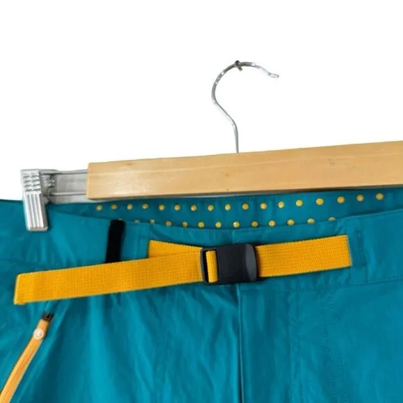 NEW Backcountry Medium Shorts Belted Teal Blue Athletic Hike Nylon Womens