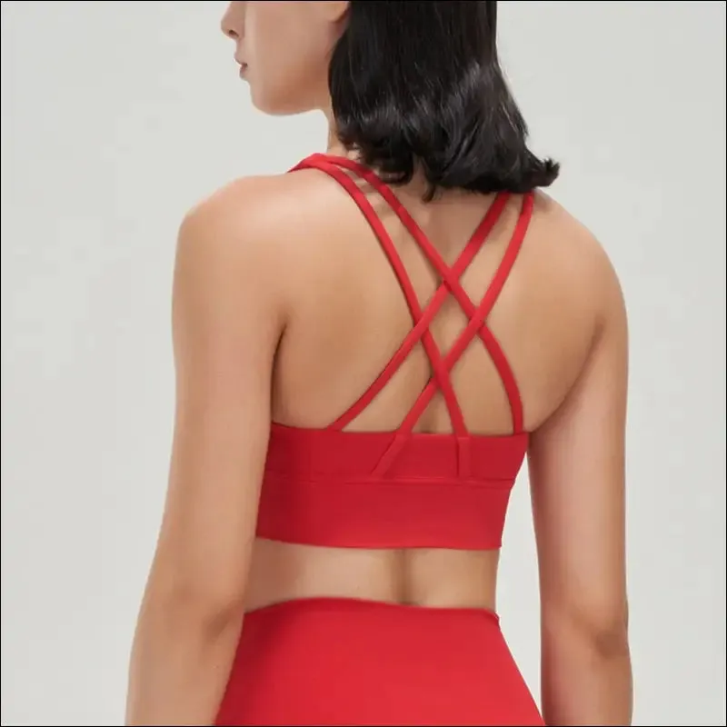 New cross back nylon yoga top women sports bra quick dry workout fitness bra for women gym running