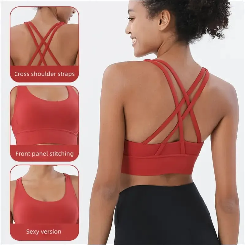 New cross back nylon yoga top women sports bra quick dry workout fitness bra for women gym running