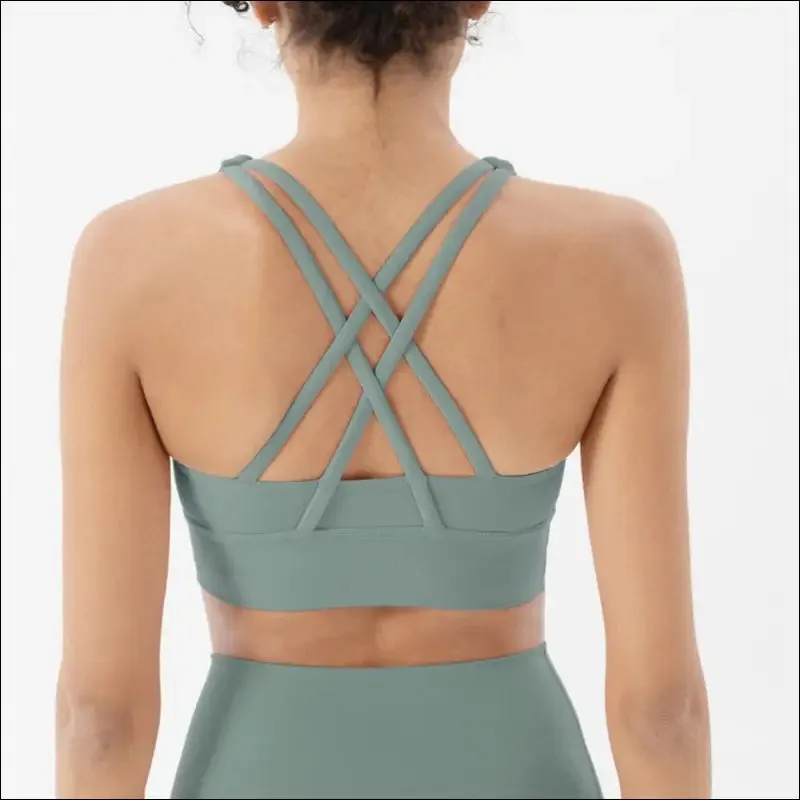 New cross back nylon yoga top women sports bra quick dry workout fitness bra for women gym running