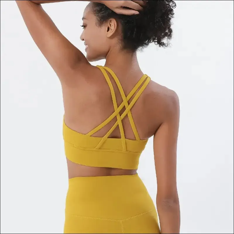 New cross back nylon yoga top women sports bra quick dry workout fitness bra for women gym running