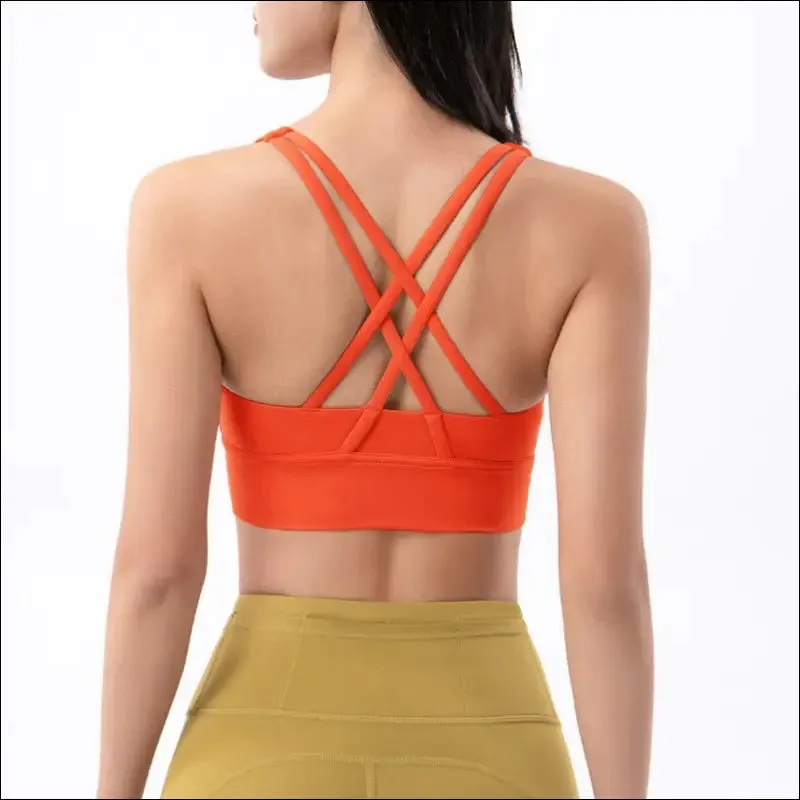 New cross back nylon yoga top women sports bra quick dry workout fitness bra for women gym running