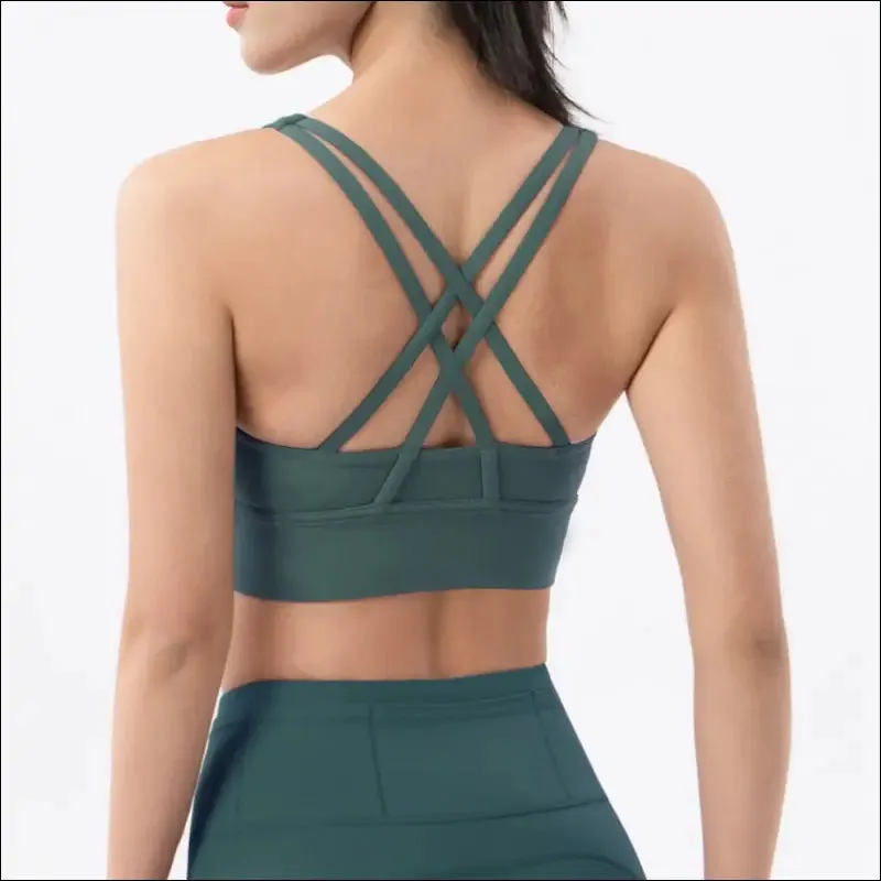 New cross back nylon yoga top women sports bra quick dry workout fitness bra for women gym running