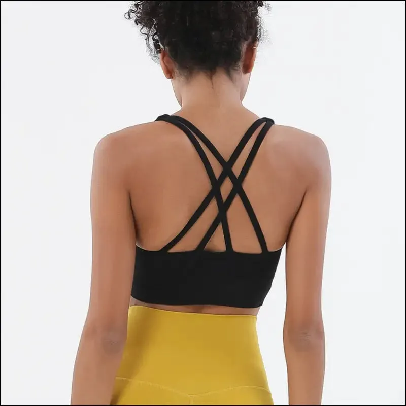 New cross back nylon yoga top women sports bra quick dry workout fitness bra for women gym running