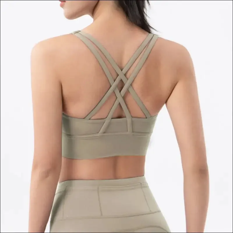 New cross back nylon yoga top women sports bra quick dry workout fitness bra for women gym running