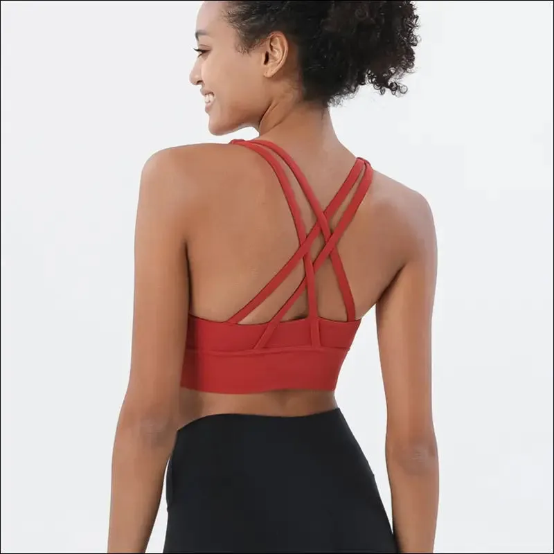 New cross back nylon yoga top women sports bra quick dry workout fitness bra for women gym running