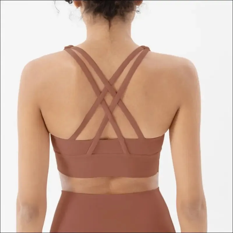 New cross back nylon yoga top women sports bra quick dry workout fitness bra for women gym running
