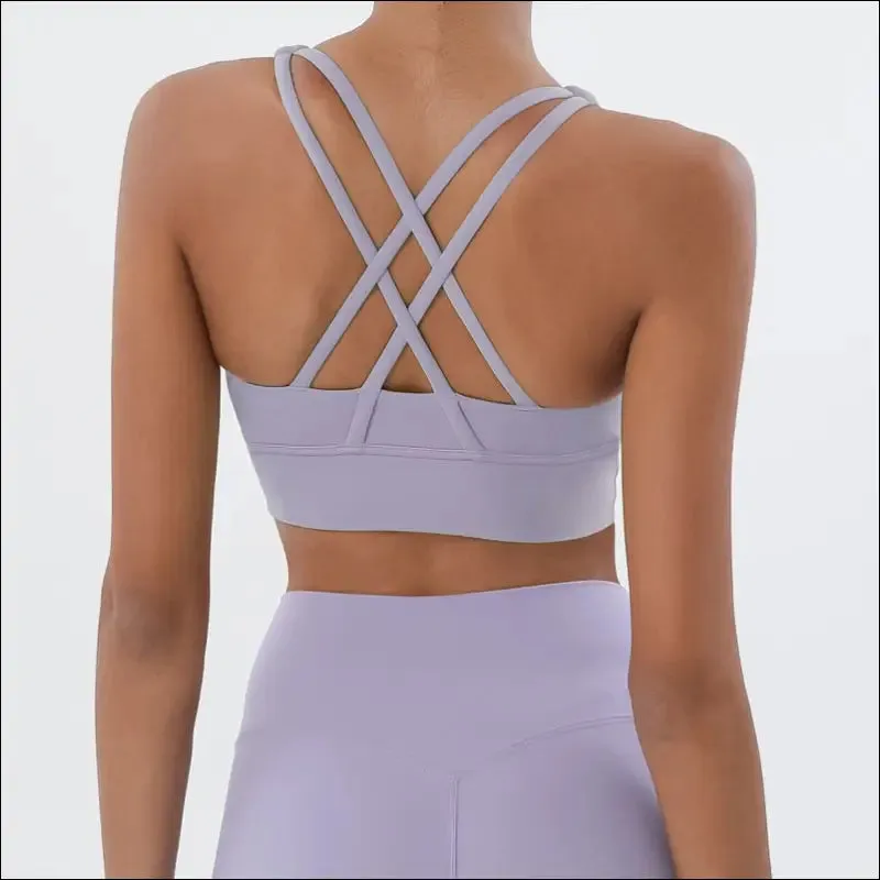 New cross back nylon yoga top women sports bra quick dry workout fitness bra for women gym running