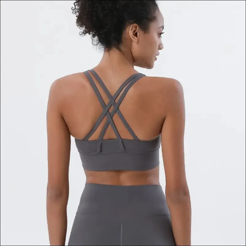 New cross back nylon yoga top women sports bra quick dry workout fitness bra for women gym running