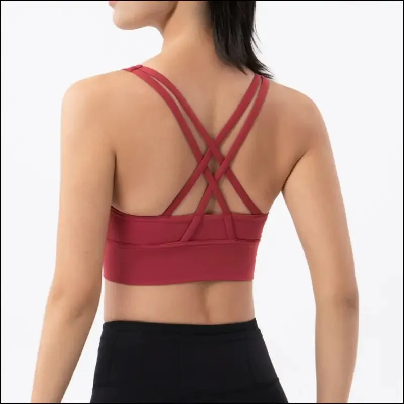 New cross back nylon yoga top women sports bra quick dry workout fitness bra for women gym running