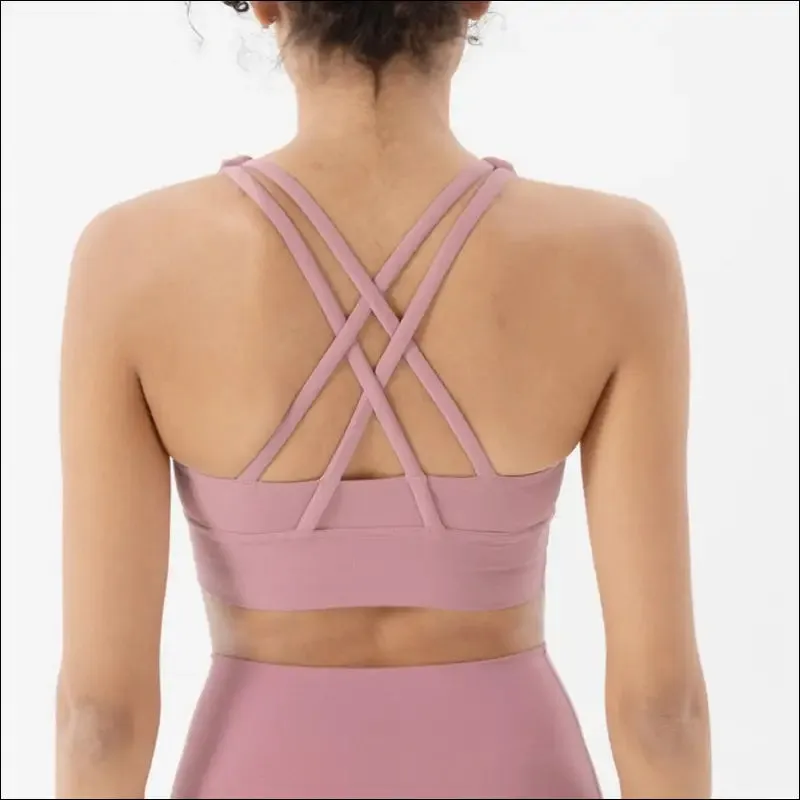 New cross back nylon yoga top women sports bra quick dry workout fitness bra for women gym running