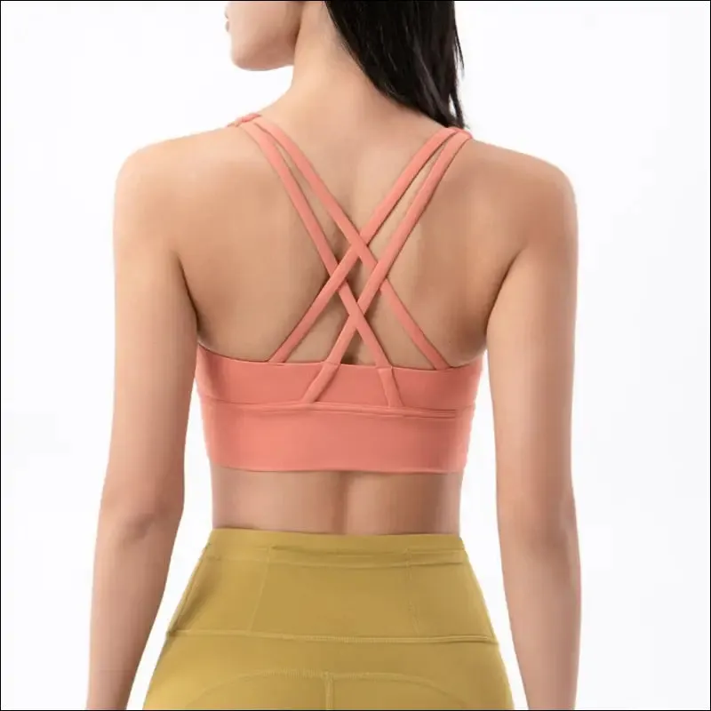 New cross back nylon yoga top women sports bra quick dry workout fitness bra for women gym running