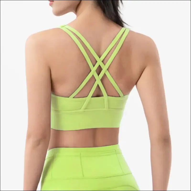 New cross back nylon yoga top women sports bra quick dry workout fitness bra for women gym running