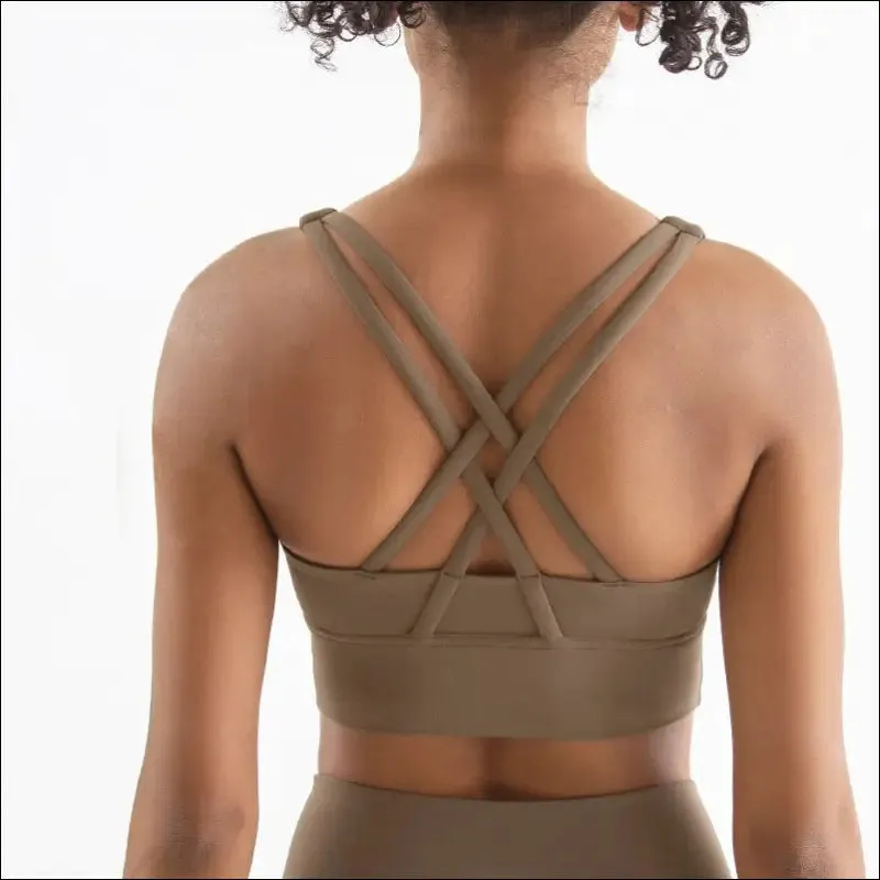 New cross back nylon yoga top women sports bra quick dry workout fitness bra for women gym running