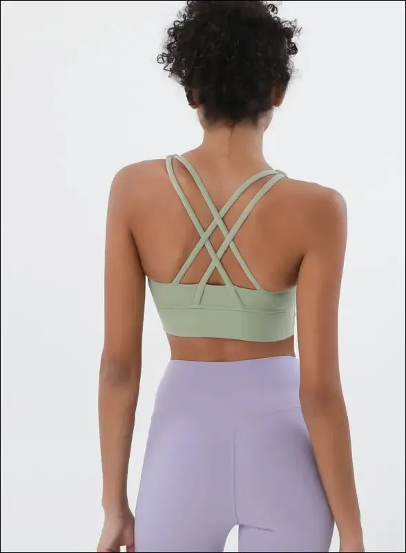 New cross back nylon yoga top women sports bra quick dry workout fitness bra for women gym running