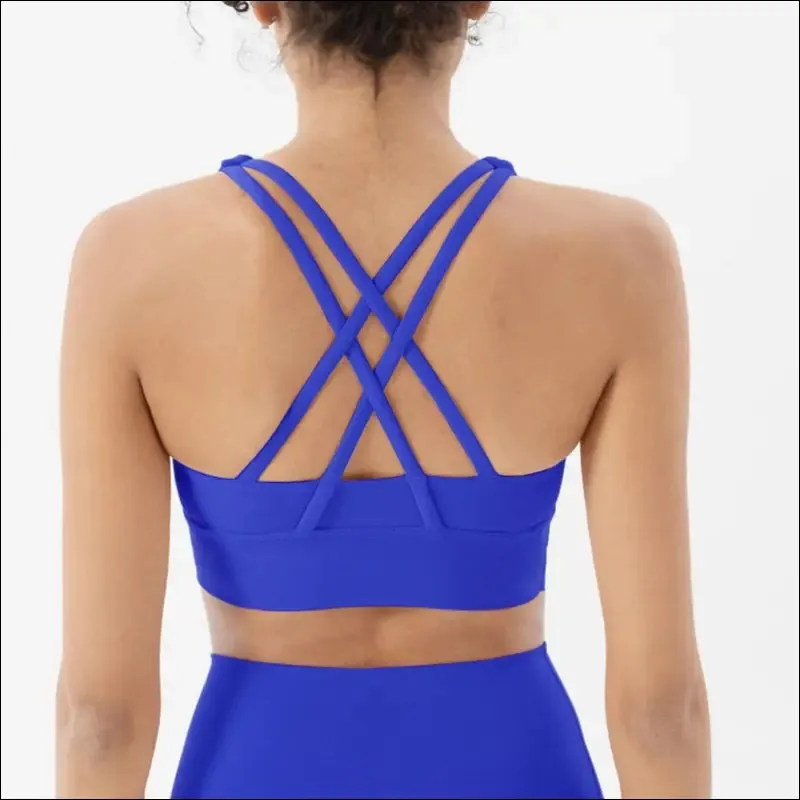 New cross back nylon yoga top women sports bra quick dry workout fitness bra for women gym running